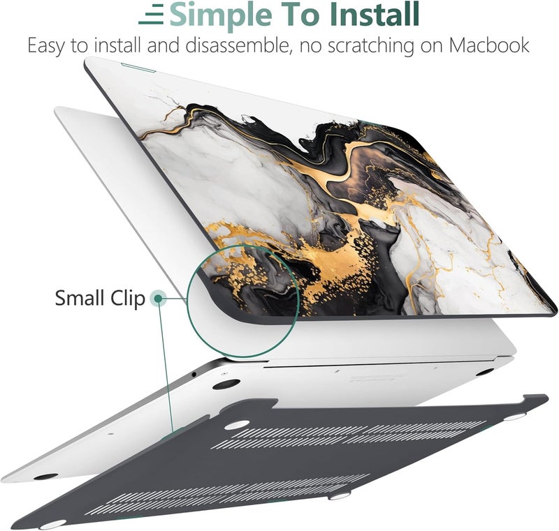 DONGKE Compatible with MacBook Air 13 inch Case 2021 2020 2019 2018 Release A2337 M1 A2179 A1932 with Retina Display & Touch ID, Plastic Hard Shell & Keyboard Cover - Abstract Marble - Image 4